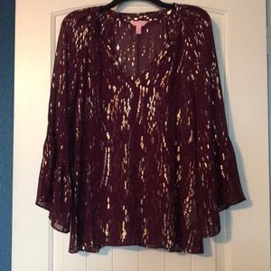 Lilly Pulitzer Maroon and Gold Top